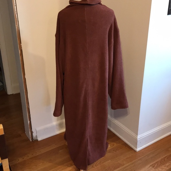 NWT Free People Beach Blanca Fleece Long Sleeve Maxi Dress Cowl Neck Med Brown - Picture 7 of 16